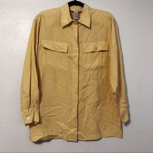 100% Silk Yellow Button-Down